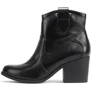 Soda Womens Size 7 Black Faux Leather 2.5" Heel Embroidered Western Cowboy Boots